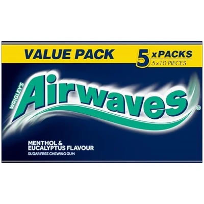 Bild av Airwaves Mentol &amp; eukalyptus tuggummi sockerfri multipack, 6 x 10 stycken