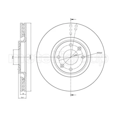Bild av METELLI 23 0751C Disque de frein 302,0 26,0 4 66,0 ventilé peint PEUGEOT: 207 3/5 portes, 307 308 I CITROËN: C4 portes