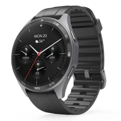 Bild av Hama Smartwatch 7010 (1,43 tum AMOLED skärm, GPS: GLONASS/GALILEO/BEIDOU, IP68/3 ATM vattentät, hjärtfrekvens, SpO2, sömnfas, 110 sportlägen, meddelanden, Apple Health/Google Fit) svart