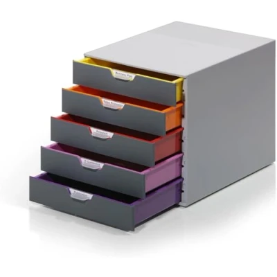 Bild av Durable 760527 förvaringsbox VARICOLOR 5 lådor i olika färger och etiketthålare