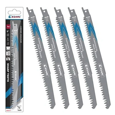 Bild av EZARC Sticksågsblad, set om 5 delar för trä, tillbehör sticksåg, R931GS snabba skärningar 225 mm 5TPI (5 stycken)
