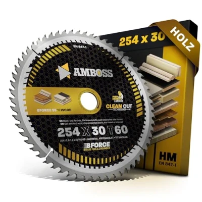 Bild av Cirkelsågklinga av hårdmetall 254 x 30 mm, tand 60 växeltand för trä, fintandad passar: Bosch GTS 10, PTS 100 T.GTS Woodster ST110 Triton TWX7CS001 Einhell TE SM 36 10