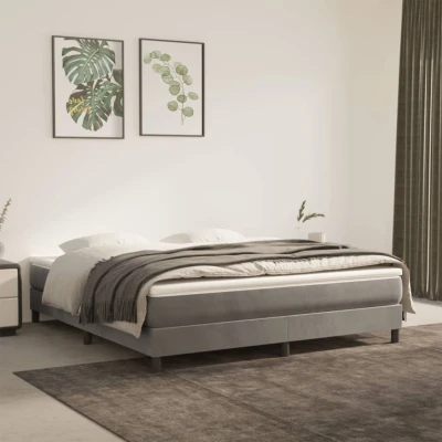 Bild av vidaXL Ramsäng ljusgrå 160x200 cm sammet, dubbelsäng, säng, säng ram, dubbelsängar, sängar, ramar, resårmadrass, resårmadrasser