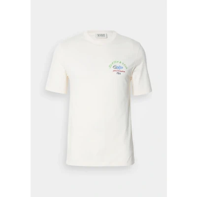 Bild av Scotch &amp; Soda mäns normal passform fram och bak konstverk t shirt, Äggnog 100, XL