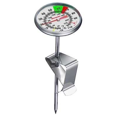 Bild av Westmark Mjölktermometer praktisk kökstermometer för att skumma mjölk, gott mjölkskum till kaffet, baristatermometer med klämma rostfritt stål