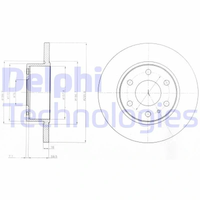 Bild av DELPHI BG4164 Disque de frein 296 16 6 plein huilé non traité sans roulement roue, bague ABS IVECO: DAILY 4 Kasten/Kombi,