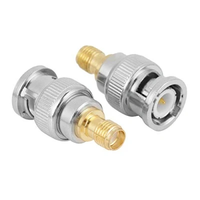 Bild av 2 st BNC hane till SMA hona typ RF koaxial adapter antennkontakt test omvandlare prestanda