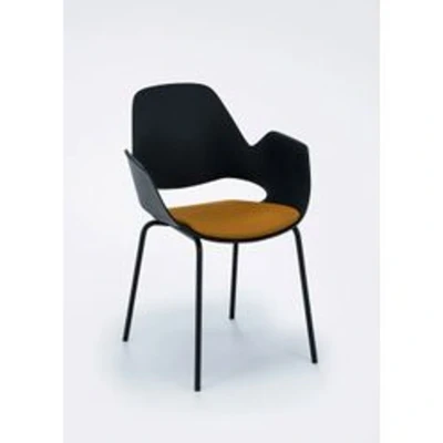 Bild av HOUE FALK Armchair Matstol Powder Coated Metal / With &quot; Dark Yellow Padded Seat H:83 x D:53 W:58,5 cm