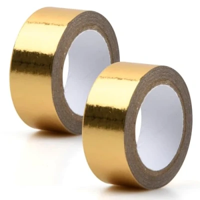 Bild av Chstarina 2 rullar guldfolie washitejp, guld dekorativ tejp, maskeringstejp 15 mm x 5 m, självhäftande tejp för gör det själv hantverk scrapbooking presentförpackning
