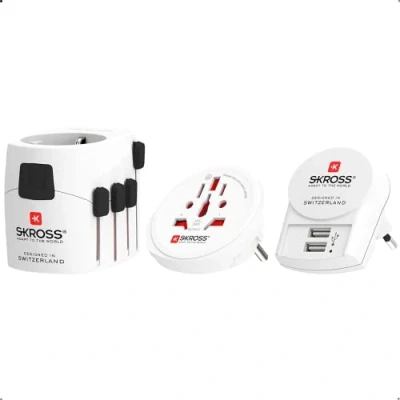 Bild av SKROSS 1.302521 PRO + USB (2xA) Universal Reiseadapter 2,4A Spannung und Leistung: 100V 250V / 1750W Anti Stromschlagschutz