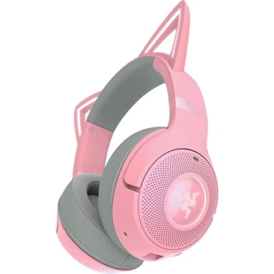 Bild av Razer Kraken Kitty V2 BT Trådlöst Bluetooth RGB headset med Ears (Bluetooth 5.2, TriForce 40 mm drivrutiner, integrerade strålformande brusreducerande mikrofoner) Quartz