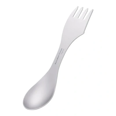 Bild av iBasingo Campinggaffel 3 i 1 titan sked gaffel kniv ultralätt utomhus resor multifunktionell bärbar bestick picknick backpacking redskap med förvaringsväska 18,5 cm Ti1064T