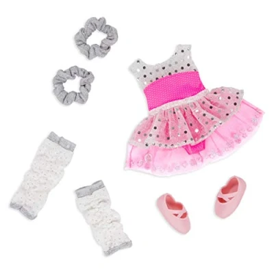 Bild av Glitter Girls GG50158Z 14 tum Doll dockkläder 36 cm ballerina outfit klänning, manschett topp och balettskor tillbehör för dockor, leksaker från 3 år, hjärtan, stjärnor, rosa, 35