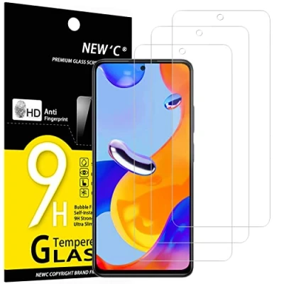 Bild av NEW&#039;C 3 Pack, skärmskydd i glas för Xiaomi Redmi Note 11 Pro, Pro 5G, bubbelfri, 9H hårdhet, 0,33 mm ultratransparent, ultrabeständigt härdat