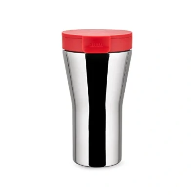 Bild av Alessi Caffa GIA24 R design dubbelväggig resemugg i rostfritt stål 18/10 glänsande polerad och termoplastisk harts, röd