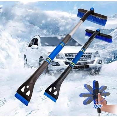 Bild av Huifengjie 3in1 Isskrapa med snöborste, avtagbar teleskopiskt handtag, ergonomiskt skumhandtag, för bil, lastbil, SUV, blå