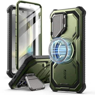Bild av i Blason Armorbox Magnetiskt Fodral för Samsung Galaxy S25 med Kameraskydd, Hållbart Fodral, Skärmskydd och Stöd (Grön)
