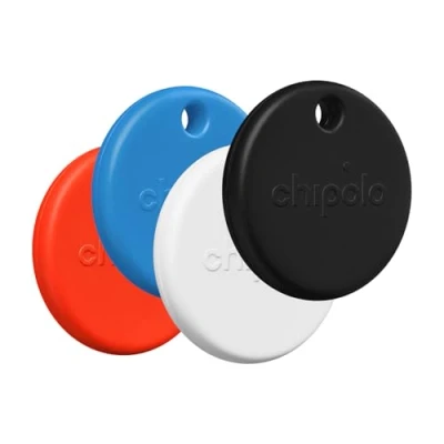 Bild av Chipolo POP Spårningstagg färgglad, kompatibel, högljudd Bluetooth spårare med ring din telefon och utom räckvidd varning, fungerar Apple Find My eller Googles Hitta min enhet 4 pack