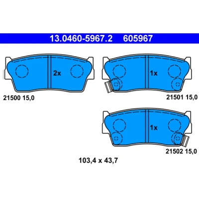 Bild av ATE 13.0460 5967.2 Jeu de plaquettes frein avec indicateur d&#039;usure SUZUKI: Vitara I SUV, SUV Cabriolet, X 90