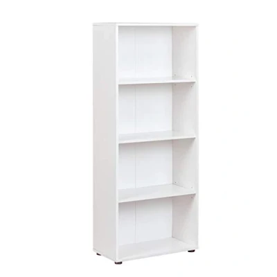 Bild av Inter Link Bokhylla Stående hylla 4 fack Höjdjusterbara hyllplan Trähylla Vardagsrum Arbetsrum Arco 3 Mått i cm D: 30 x B: 60 H: 145 Färg vit