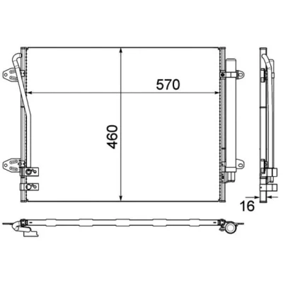 Bild av MAHLE ORIGINAL AC 734 000P Condenseur De Clim avec déshydrateur 570 VOLKSWAGEN: Passat B6 Variant, B7 Berline