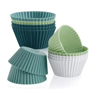 Bild av Muffinsformar i silikon, 24 stycken, cupcake formar, återanvändbara muffinsform, rund silikonform för kakor, kräm, pudding