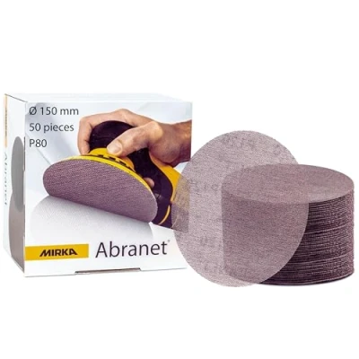 Bild av Mirka Abranet sliprondell med nät Ø 150 mm kardborreband/korn P80 / 50 st/för slipning av trä, spackel, lack, plast 5424105080