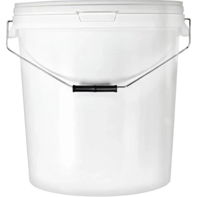 Bild av Hink med lock Vit 20 l Plasthink metallhandtag livsmedelssäker högkvalitativ foderhink tråg (10 x liter)