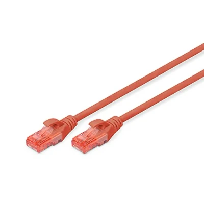 Bild av DIGITUS LAN Kabel Cat 6 2m CCA nätverkskabel med RJ45 U/UTP oskärmad kompatibel 6A och 5e Röd