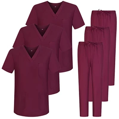 Bild av MISEMIYA paket x 3 set unisex sanitära uniform uniformer 817 8312, Granat 68, XS