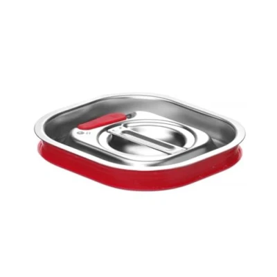 Bild av HENDI Gastronorm lock, för gastronormbehållare, med silikonkant, temperaturbeständig från 40 till 300 C, varmluftsugn Chafing Dishes Bain Marie, stapelbar, GN 1/6, 176 x 162 mm, rostfritt stål