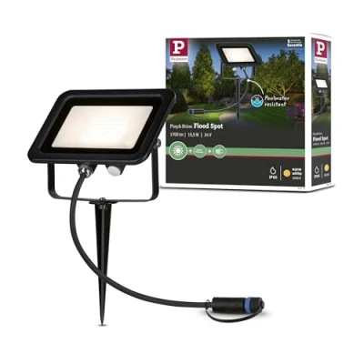 Bild av Paulmann 94575 Plug &amp; Shine LED utomhusbelysning Trädgårdsbelysning Strålkastare IP65 Varmvit inkl. 1x15,5 W Svart Aluminium Spot 3000 K
