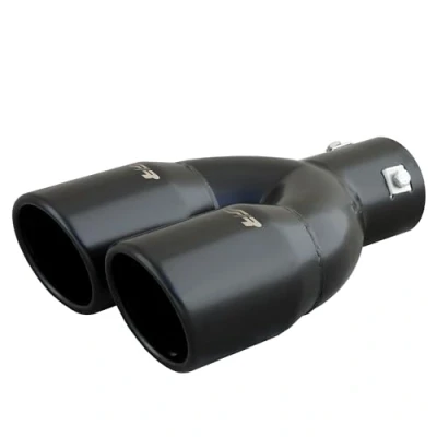 Bild av Simoni Racing TRX/18N Embouts d&#039;Échappement 76mm noir rond, en forme de V Acier inoxydable 230mm
