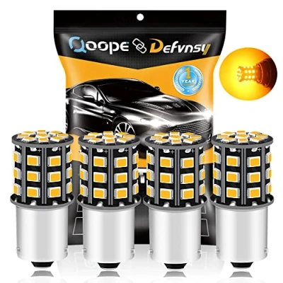Bild av DEFVNSY Förpackning med 4 1056 BAU15S Super Bright, 7507 LED lampa, lampa bärnsten, 12 24V DC 2835 33SMD lampor för blinkerslampor, sidomarkeringsljus, 12496 5009 PY21W (gul)