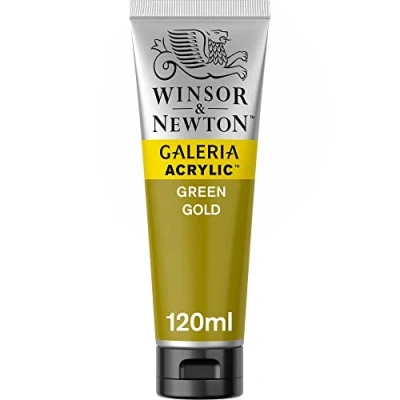 Bild av Winsor &amp; Newton 2131294 Galeria akrylfärg, hög pigmentering, ljusäkta, krispig konsistens, 120 ml tub, grönguld