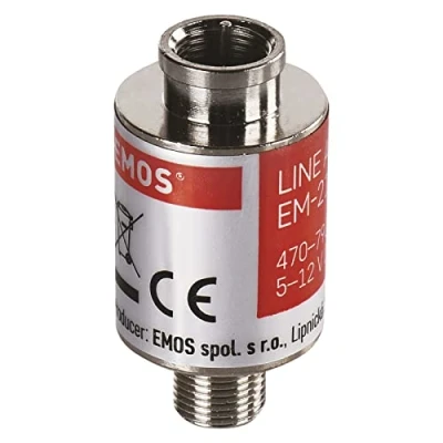 Bild av EMOS Satellitförstärkare Inline 20 dB (frekvensområde 470790 MHz) för DVB T2, kabel TV eller antenner J5709 silver 2 x 4,2 cm