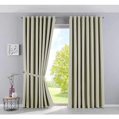 Bild av Gardinerlåda, gardiner, ogenomskinliga &quot;Newyork&quot;, beige, H x B 225 295 cm, 2 pack, termiska mörkläggningsgardin, mörkläggningsöljetter, ljudisolerande, Oeko Tex