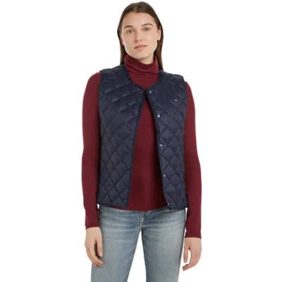 Bild av Tommy Hilfiger DOWN Quilted Collarless VEST Väst, Storlek: XS, Desert sky
