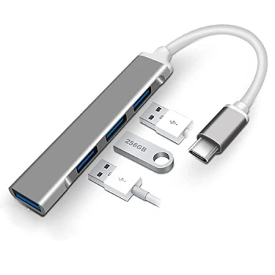 Bild av MMOBIEL Ultratunn 4 Port USB Type C till 3.0 Data Hub kompatibel med Macbook Mac Pro/Mini iMac Surface Pro XPS Notebook PC Flash Drives Mobile HDD