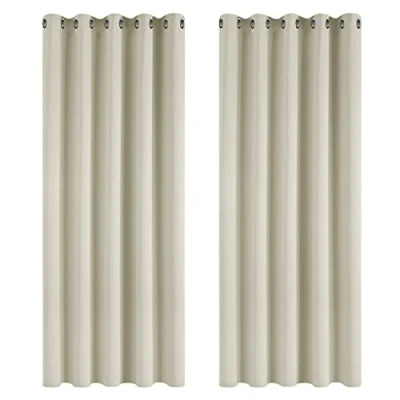 Bild av Deconovo mörk förhängning Gardine vardagsrum termosgardiner öglor 183 x 168 cm kräm 2 pack
