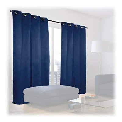 Bild av relaxdays Gardiner set med 2, ogenomskinliga, sovrum, mörkläggningsgardiner, 245 x 135 cm