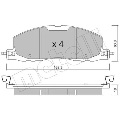 Bild av METELLI 22 1330 0 Jeu de plaquettes frein contact signal d&#039;usure exclu FORD USA: Explorer Mk6
