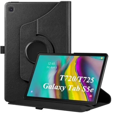 Bild av FINTIE Roterande fodral till Samsung Galaxy Tab S5e 10,5 tums surfplatta 2019 (SM T720/T725), 360 graders svängbart premium PU läderfodral med automatisk söm/vakna, svart