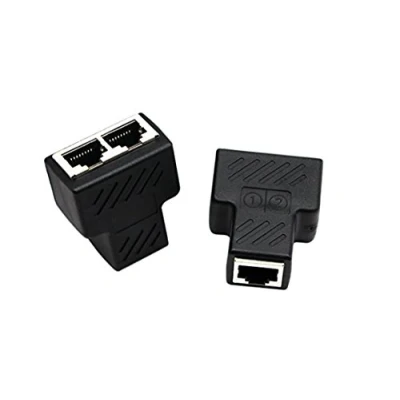 Bild av CERRXIAN NY RJ45 splitteradapter, Ethernet kabeldelare Cat5, Cat5e, Cat6, Cat7, nätverksförlängningsanslutning kabeldelningssats (RJ45 adapter) (vanlig version)