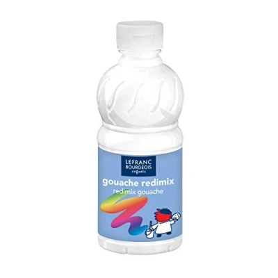 Bild av Lefranc Bourgeois 807529 Barn färdig att använda flytande Tempera Redimix Gouache färg, 250 ml flaska, vit