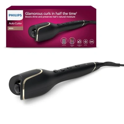 Bild av Philips StyleCare Prestige MoistureProtect Auto Curler Glamorösa lockar på halva tiden Innovativt locksystem Längre lockkolv Fuktbevarande teknik Jonisk hårvård BHB878/00