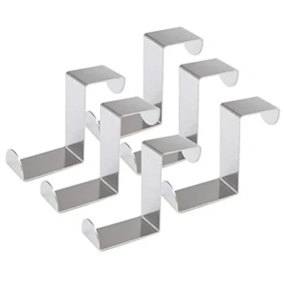 Bild av FOCCTS Set med 6 st Z formad metallkrok i rostfritt stål för nyckel, halsduk, väska, kök, sovrum, garderob, låda etc.