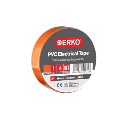 Bild av ERKO PVC isoleringstejp orange 19 mm x 20 m elektriska kablar reparation, mycket flexibel med stark självhäftande kraft, kemibeständig, polyvinylklorid