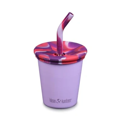 Bild av Klean Kanteen Kid Cup mugg i rostfritt stål med sugrörslock krokusblad 284 ml
