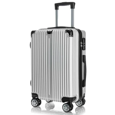 Bild av POSH Resväska med hårt skal, rullväska, resväska, handbagage 4 hjul skal av ABS material semesterfodral i M L XL set, silver, XL, förstärkt aluminiumram